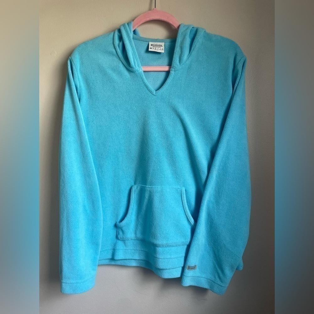 Columbia pullover hoodie, L, Terry cloth, blue